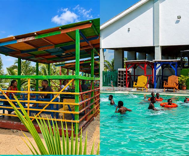 Cabanas beside the pool at Westside