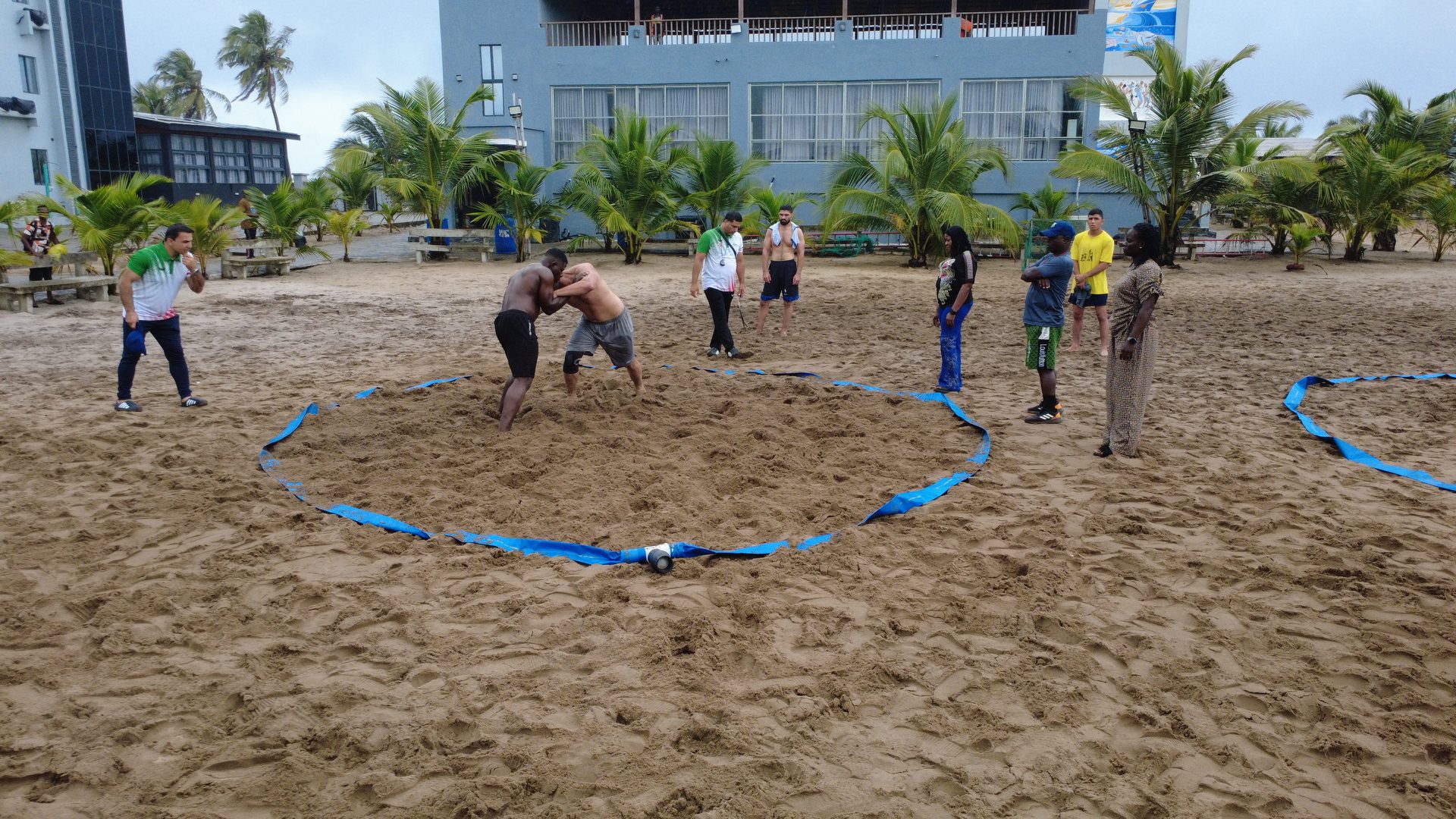 Military beach wrestling activity